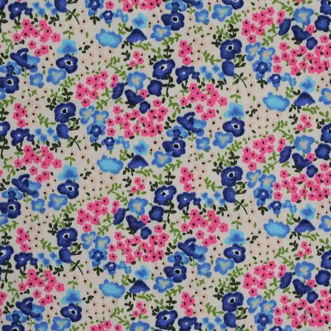 Solange Der Vorrat Reicht Twill Blumen rosa blau
