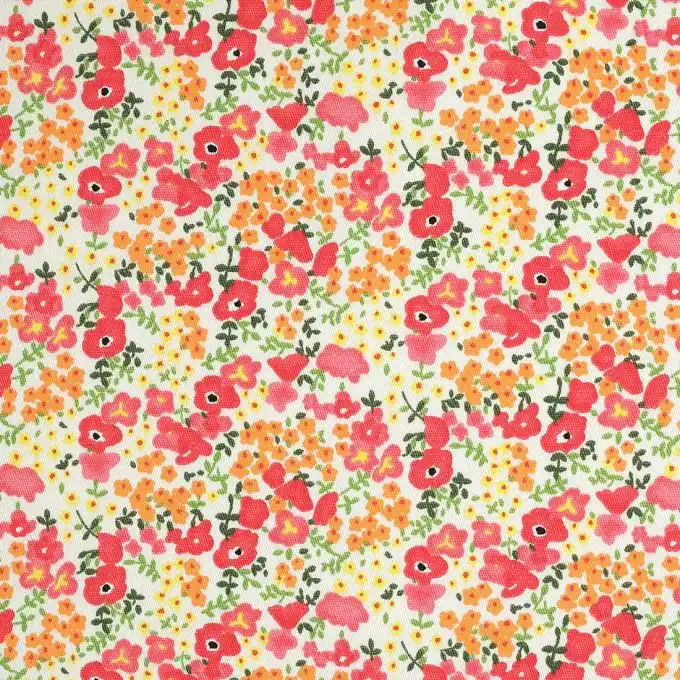 Neu Im Sortiment Köperstoff Orange rosa Blumen