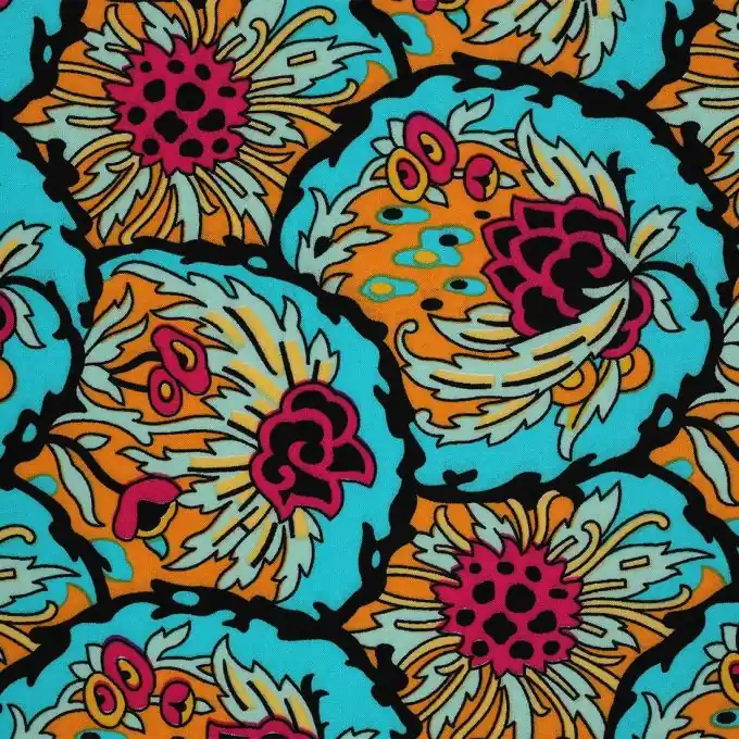 Viskosestoff Bunt Blumen Saisonangebot