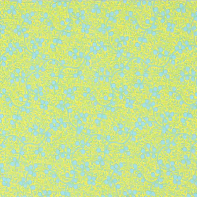 Top-Seller Viskosestoff Blattmotiv Gelb/Blau