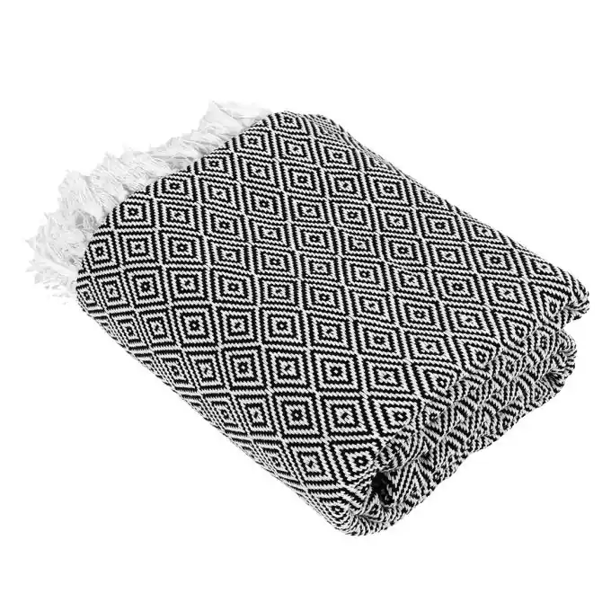 Tagesdecke Jacquard ethnomuster schwarz Highlight