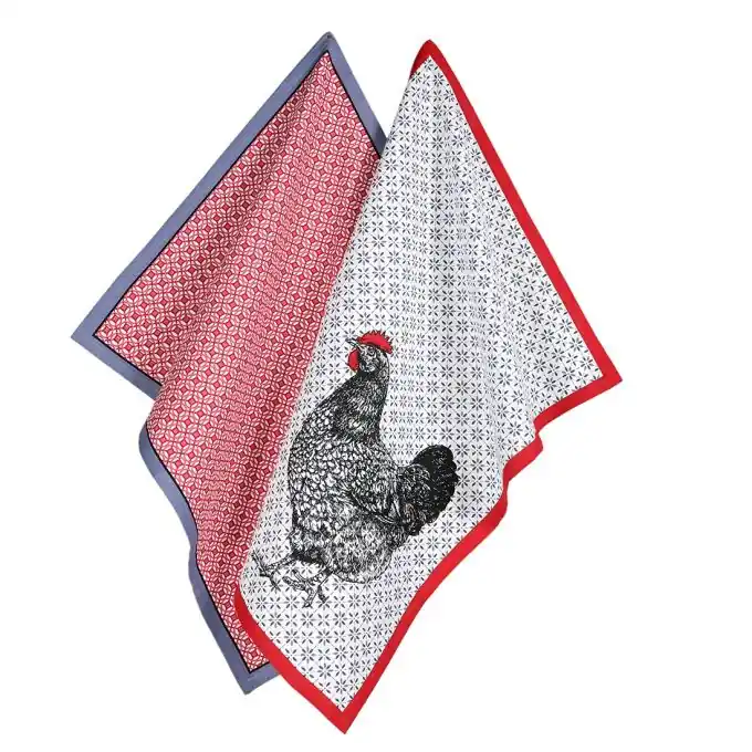 2er-Set Geschirrtücher Cocotte rot blau Preiswert