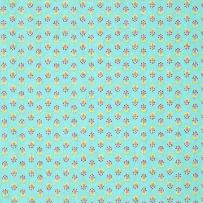 Popeline Baumwolle Micro-Blumen Türkisblau Beliebt
