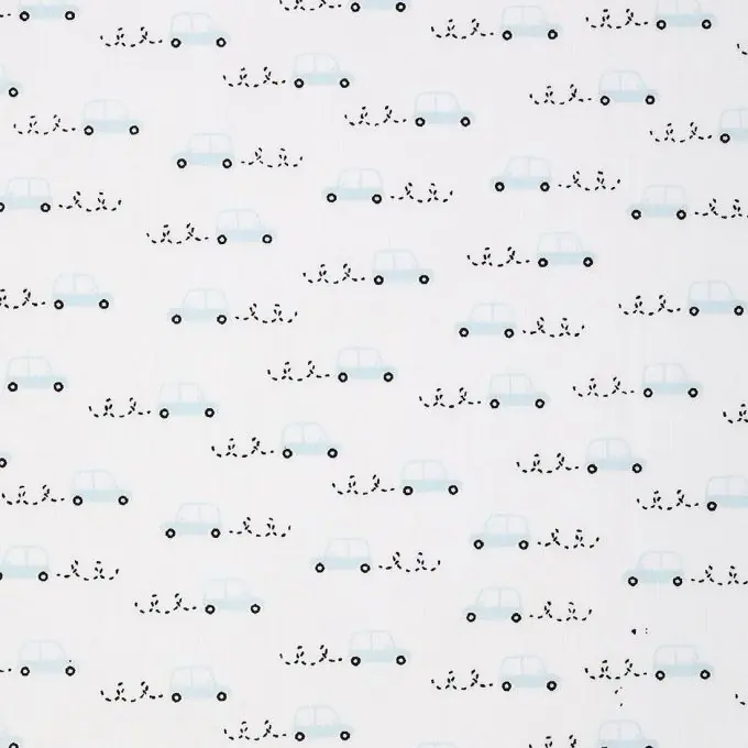 Markenprodukt Popeline Baumwolle Autos blau