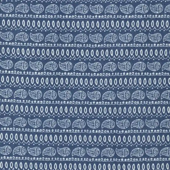 Must-Have Strickstoff Paisleymuster blau
