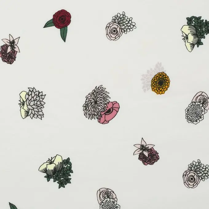 Limited Edition Stoff Viskose ecru Blumen bunt