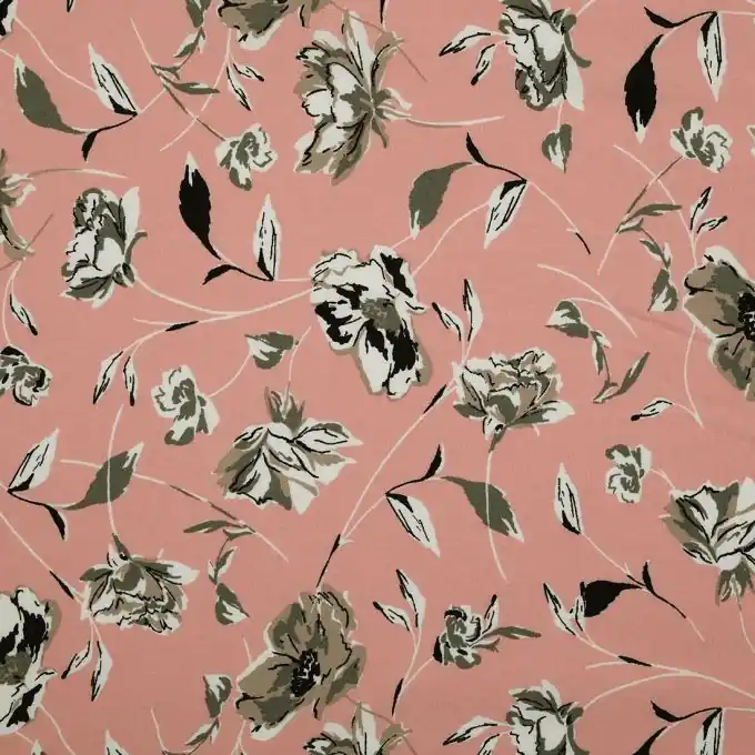 Viskosestoff Blumen Grau Gleich Bestellen