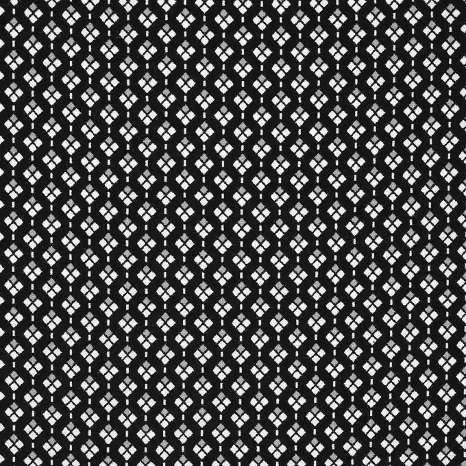 Preisreduziert Viskosestoff mit schwarzen geometrischen Mustern, 135 cm Breite