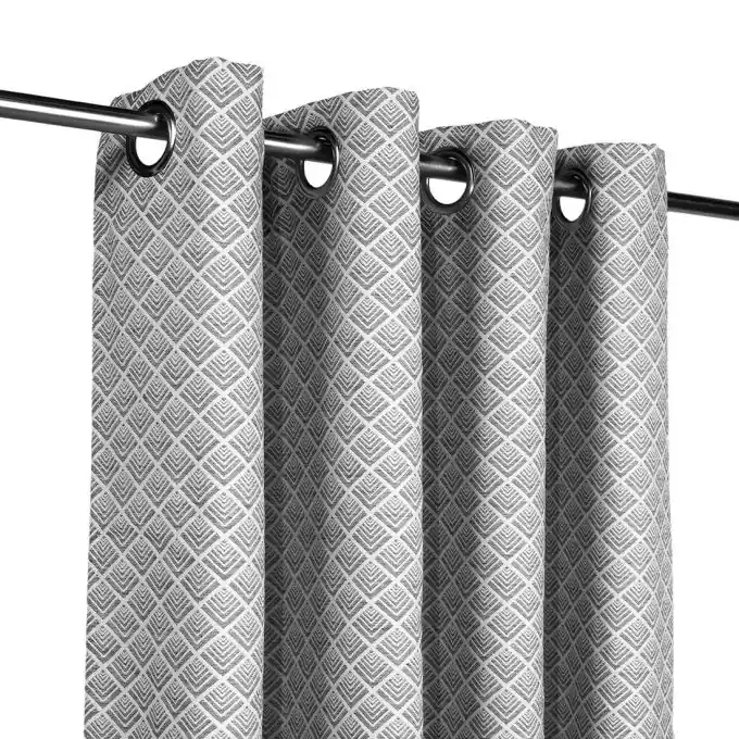 Geprüft Jacquard-Vorhang Anthrazit Geometrisches Muster 140×250 cm