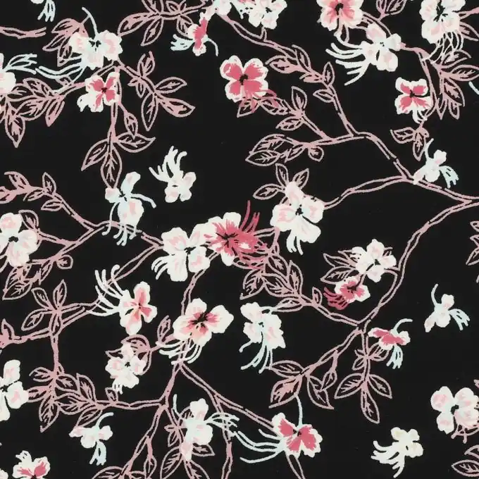 Mousseline-Stoff mit rosa Blumen 145cm Breite Top-Preis