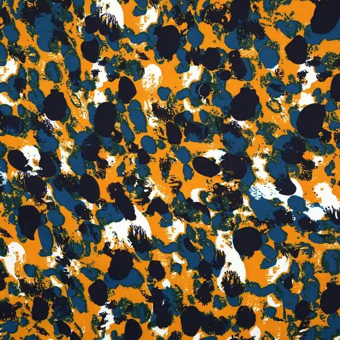 Mousseline Stoff Blau Gelb Fleck 148 cm Breit Preisknaller