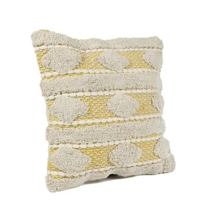 Schneller Versand Kissen Ethnomuster ecru und gelb