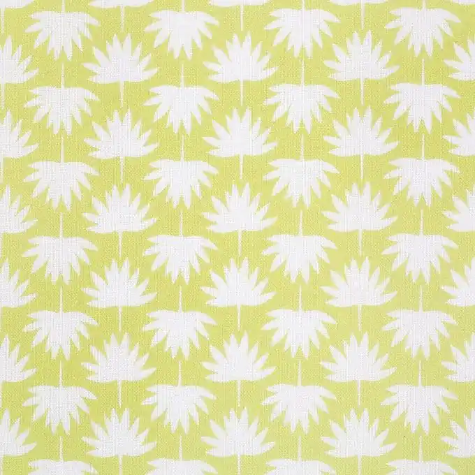 Gelber Baumwollstoff mit weißen Palmen Hochwertig