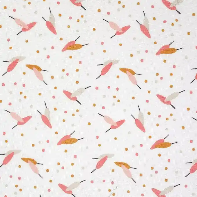 Handgefertigt Cretonne plume peche ocre 150cm