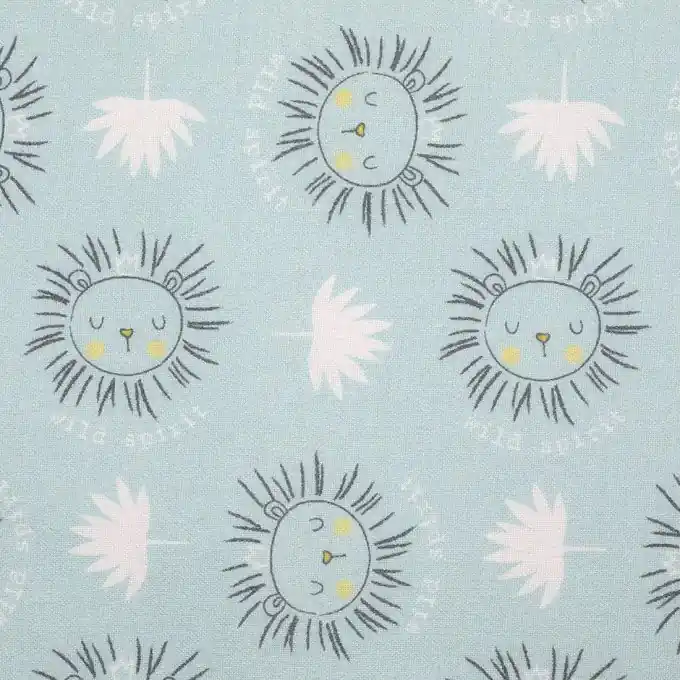 Abverkauf Blauer Baumwollstoff mit Löwen