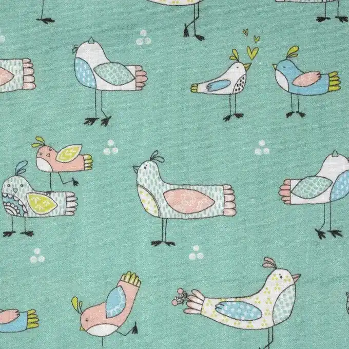 Jetzt Bestellen Baumwollstoff mit Vögeln in Mintgrün