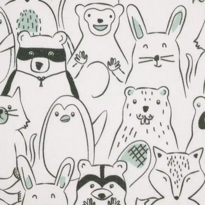 Baumwollstoff in Mintgrün und Schwarz Begrenztes Angebot