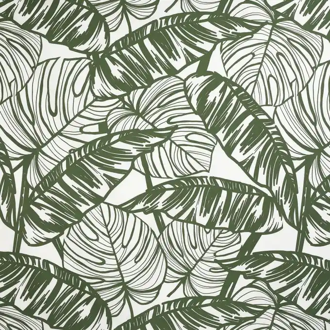 Gleich Bestellen Baumwollstoff Halbpanama Grüne Blätter 152 cm Breite