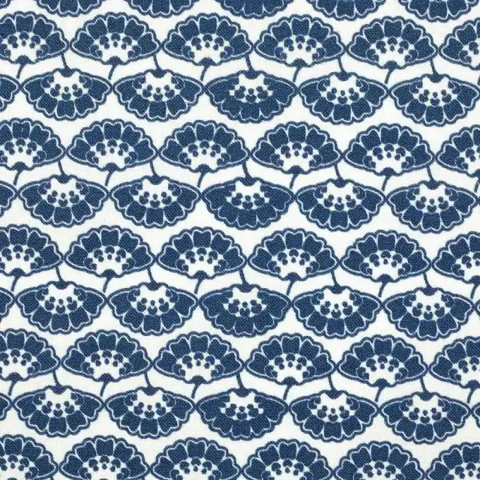 Handgefertigt Baumwollstoff Schuppenmuster dunkelblau