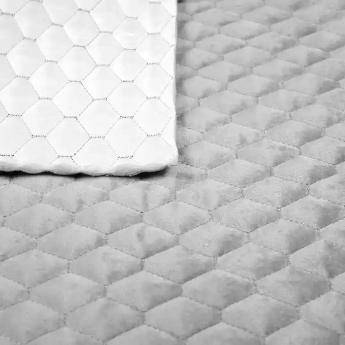 Neue Ware Grauer Samtstoff Matelassé 147 cm Breite