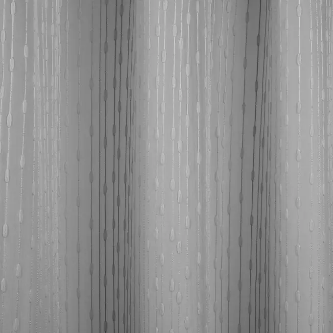 Voile-Stoff hellgrau mit Linien bestickt Knallerangebot