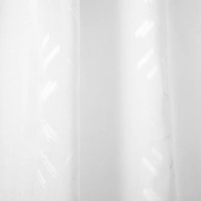 Weißer Voile-Stoff weiße Striche Echt