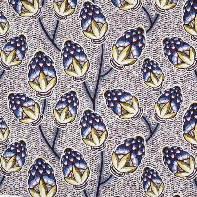 Jacquardstoff Früchte violet blau Günstig