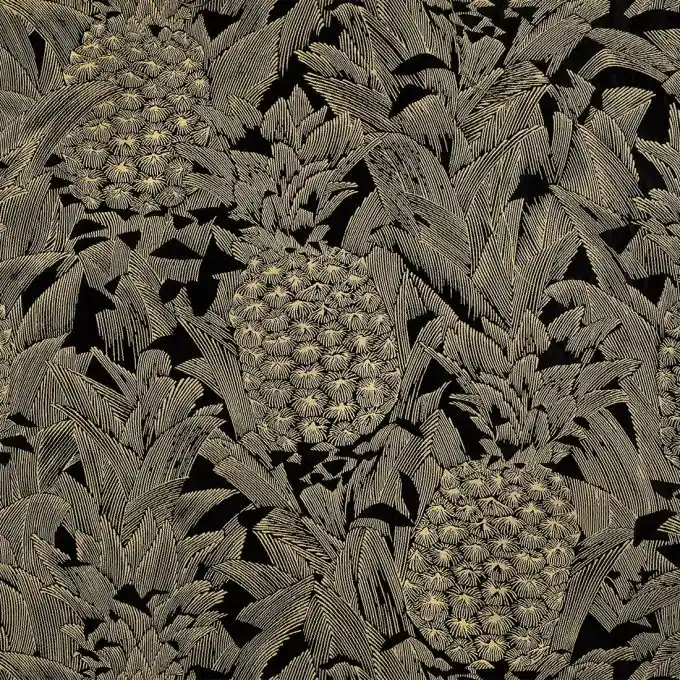 Stoff mit schwarzen Ananas im Jacquard-Stil Mega-Angebot