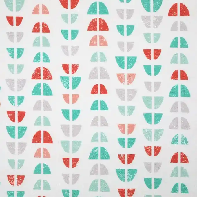 Baumwollstoff mit geometrischem Muster Koralle Grün Neue Kollektion