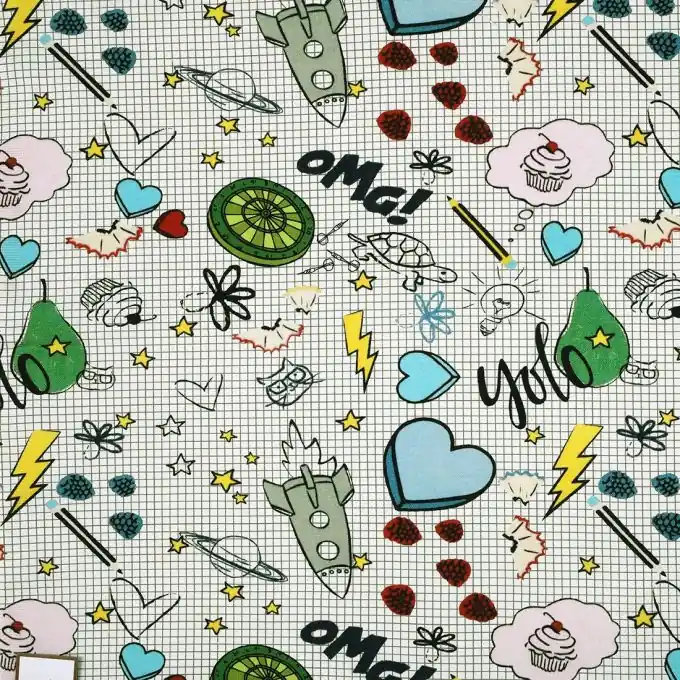 Angebot Dicker Baumwollstoff Kinder bunt 140cm