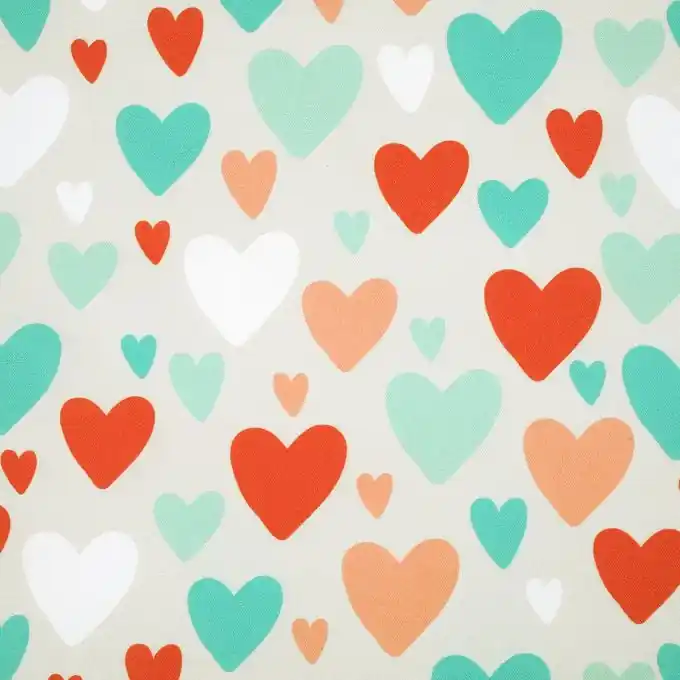 Ab Werk Baumwollstoff Dickes Herz Koralle-Grün 140cm Breite