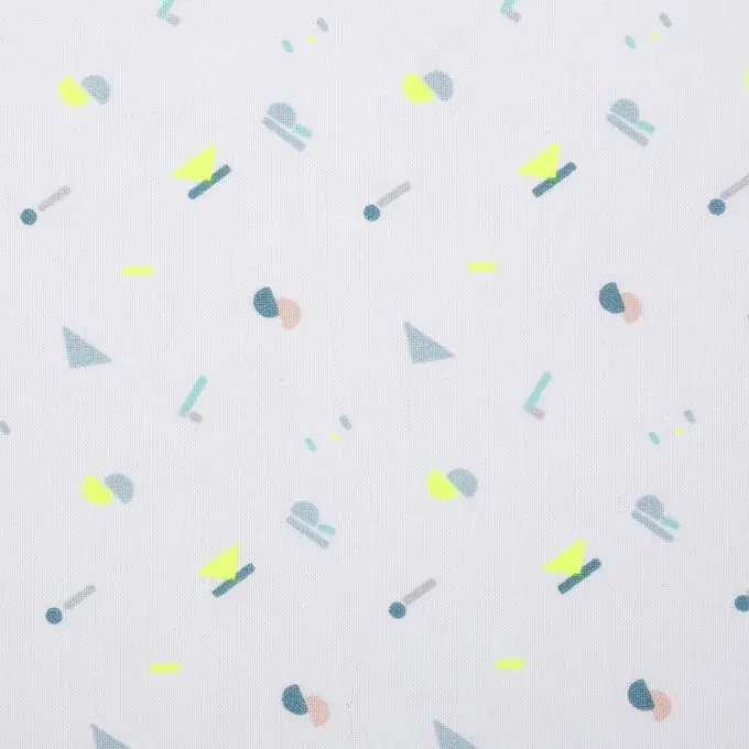 Baumwollstoff mit Alphabet-Aufdruck in Blau und Neongelb Kostenloser Versand