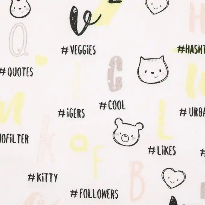 Beliebt Baumwollstoff Alphabet und Katze