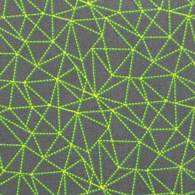 Baumwollstoff geometrisch grün und fluoreszierend gelb Preis Gesenkt