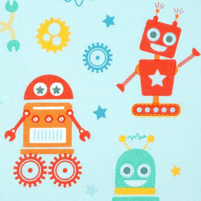 Gleich Bestellen Baumwollstoff Roboter blau