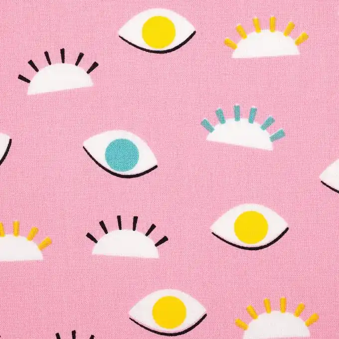 Kostenfreie Lieferung Rosa Baumwollstoff mit Augenmotiv