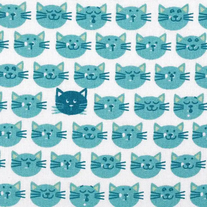 Begrenztes Angebot Baumwollstoff mit blauem Katzenmotiv