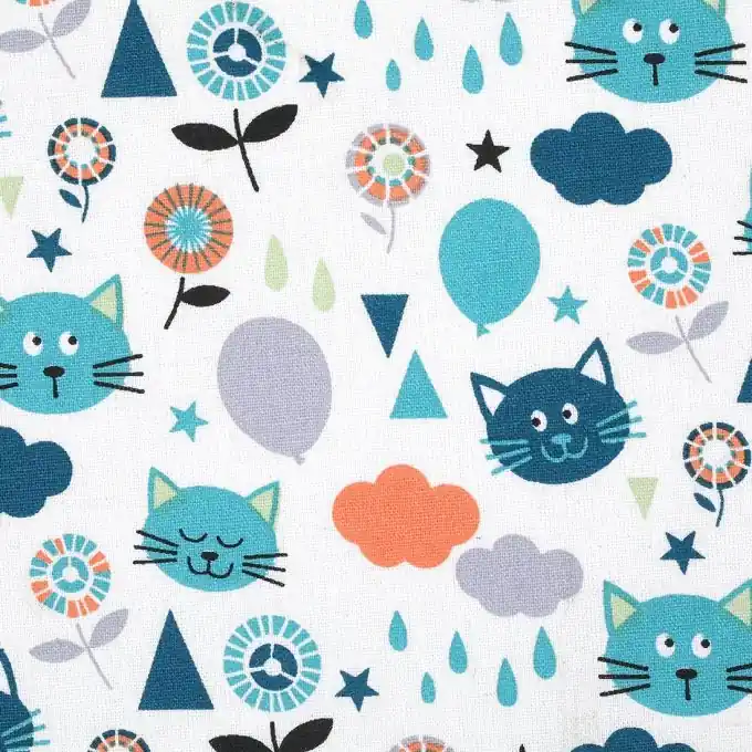 Preis Gesenkt Baumwollstoff mit bunten Katzen