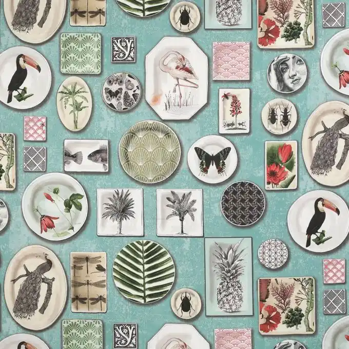 Günstig Dicker Baumwollstoff mit Tier- und Blattmotiven