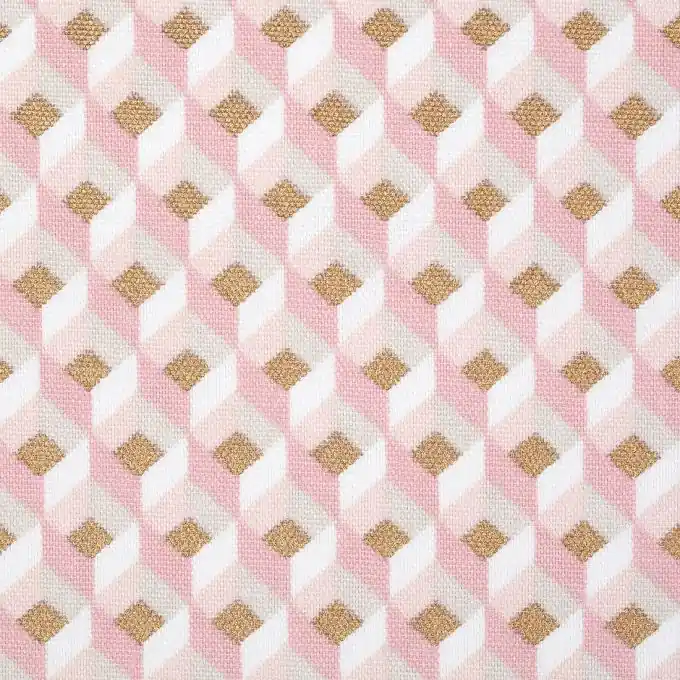 Markenware Dicker Baumwollstoff mit kleine Würfel in Rosa und Gold