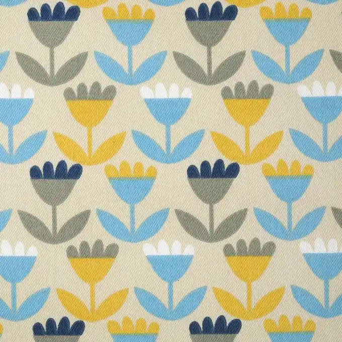 Jetzt Zugreifen Köperstoff Blumen blau gelb