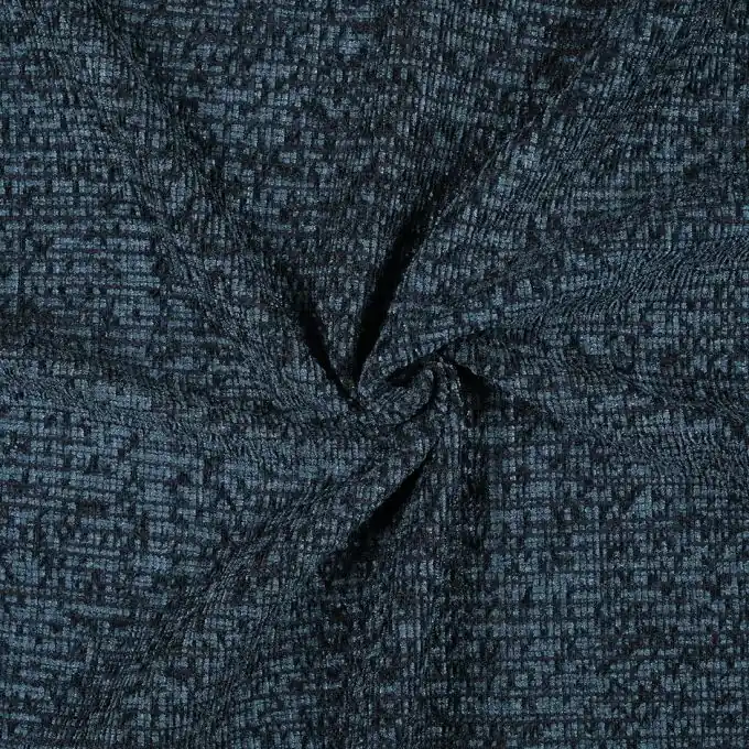 Dicker blau melierter Chenille-Samtstoff Sonderangebot