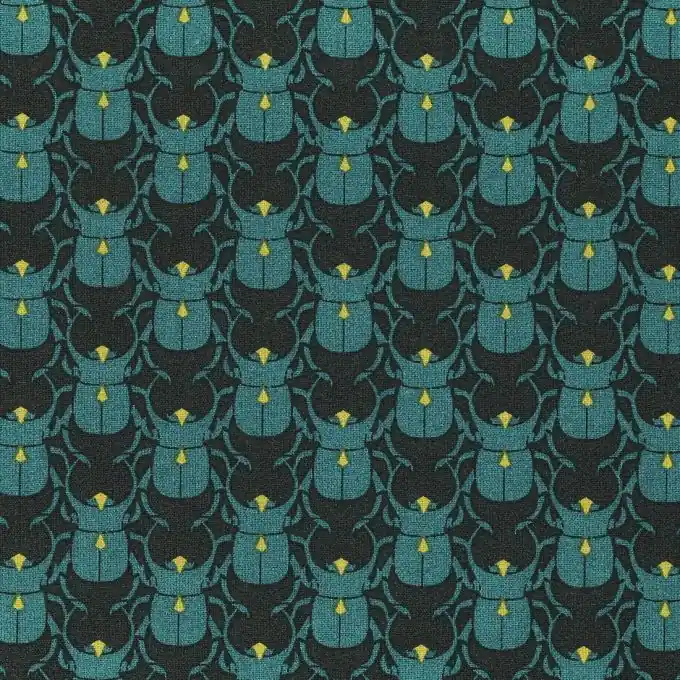 Baumwollstoff mit Käfern, blau Letzte Chance