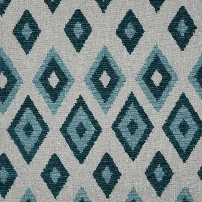 Aktuell Stoff Jacquard blau Lombock mit Rautenmuster