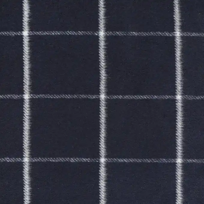 Geld-Zurück-Garantie Wollstoff Karos weiss dunkelblau