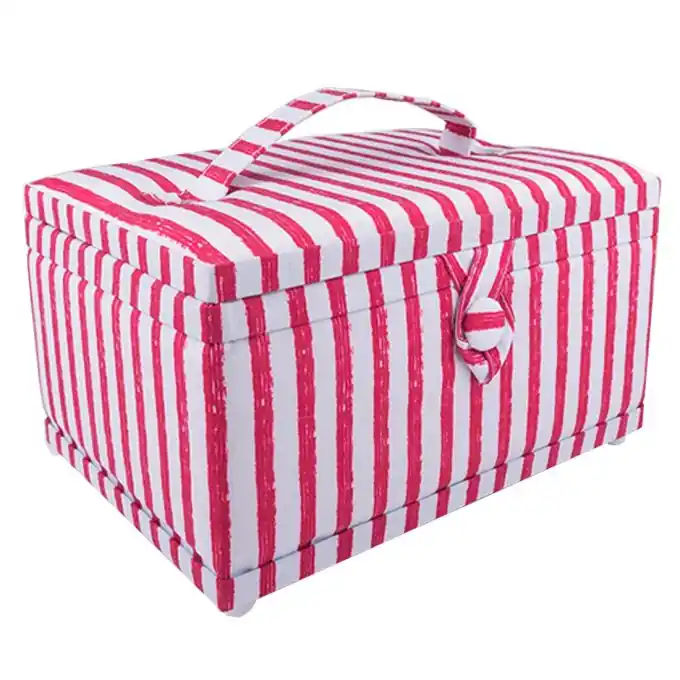 Super-Preis Nähkorb mit rotem Streifenmuster