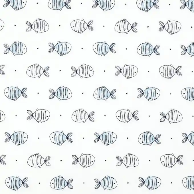 Bestpreis Bio-Baumwollstoff Fische Blau 150cm Breite