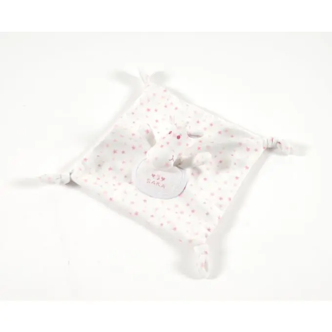 Original Rosa Stickdecke mit Pferden