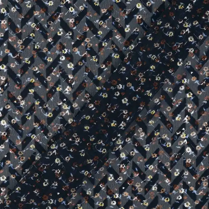 Schleierstoff Zickzackmuster Marineblau Online Kaufen