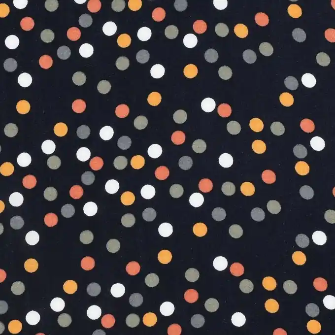 Marineblauer Viskose-Voilestoff mit bunten Punkten Bestseller